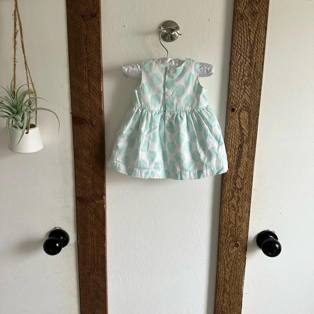 Carter’s Formal Sleeveless Polka Dot Dress Light Blue White 3 Months Baby Girl